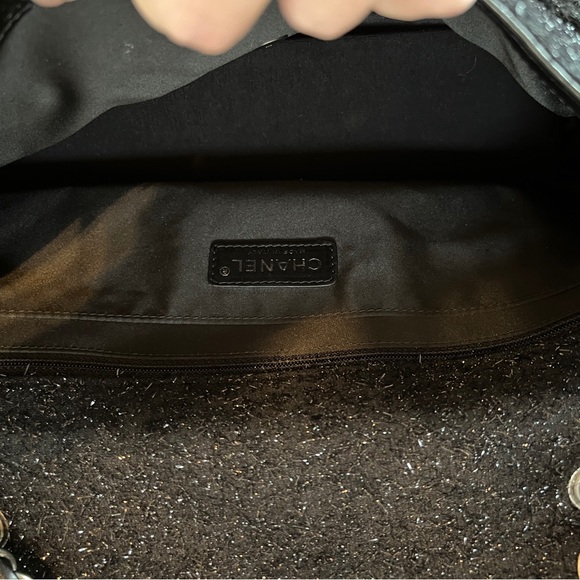 Chanel Vintage Black Patchwork Tweed Leather Classic Flap Shoulder Bag - Picture 9 of 10